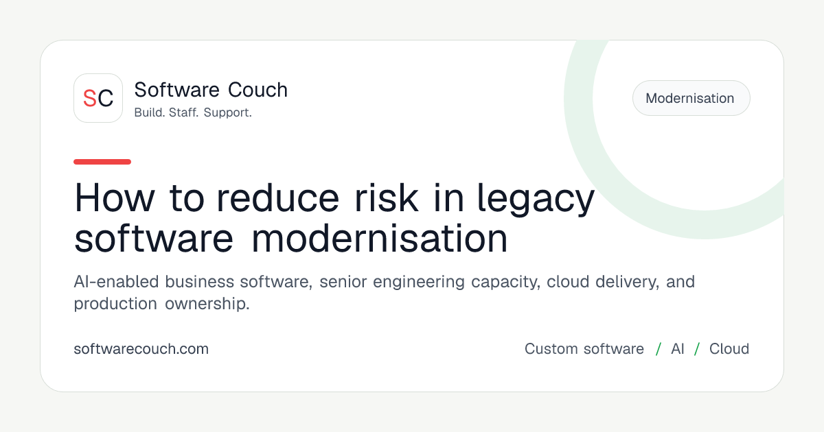 How to reduce risk in legacy software modernisation | Software Couch